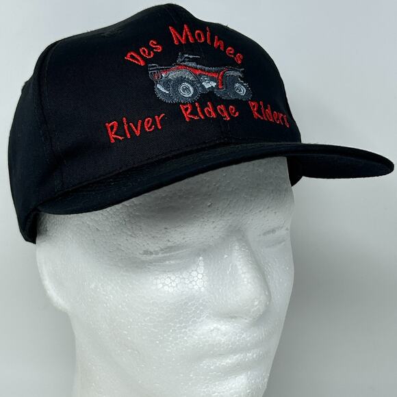 Vintage 90s Des Moines ATV Hat Baseball Cap Iowa Four Wheeler Snapback Black - Picture 9 of 9